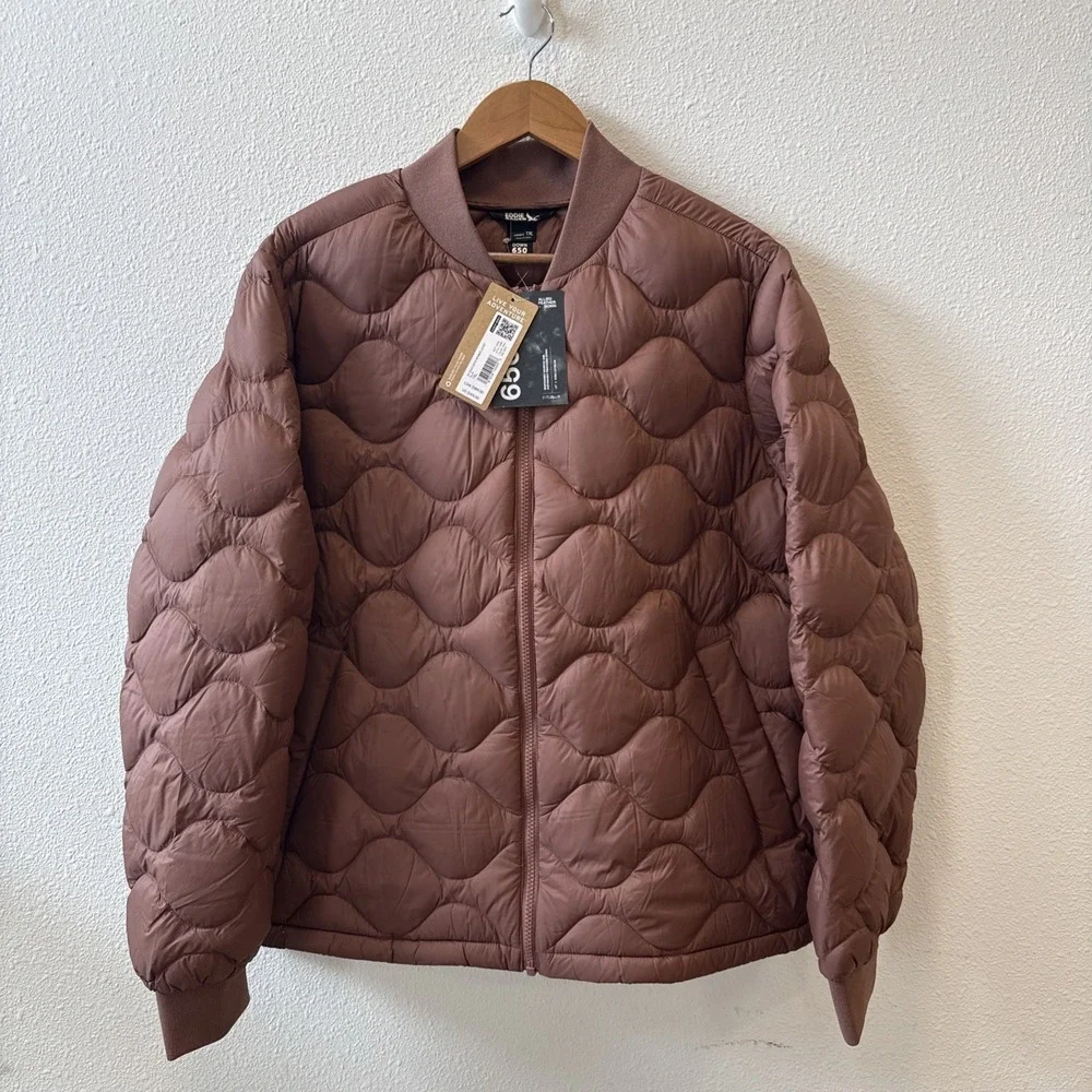 Eddie Bauer Shaw 650 Down Bomber Jacket Womens TXL Puffer‎ Quilted Full Zip New